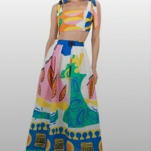 Santella Two Piece Multi Colored Top And Maxi Skirt Size L NWOT